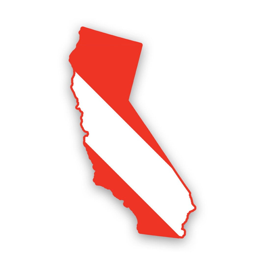 California State Shaped Diver Down Flag Sticker Decal American Made UV