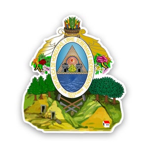 Honduran Coat of Arms Sticker - Decal - American Made - UV Protected honduras flag hnd hn coa
