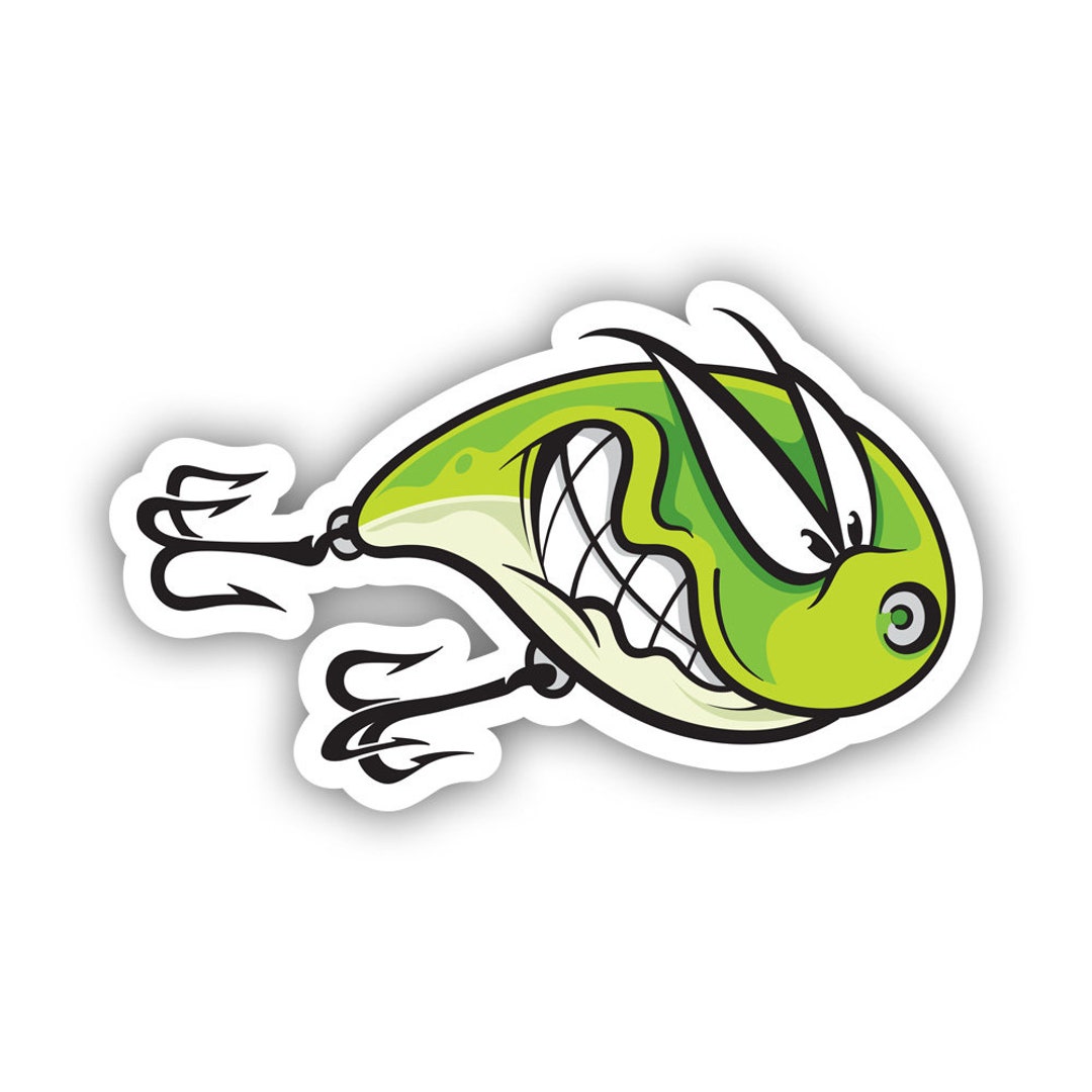 Angry Fishing Lure Sticker - Decal - American Made - UV Protected Funny ...