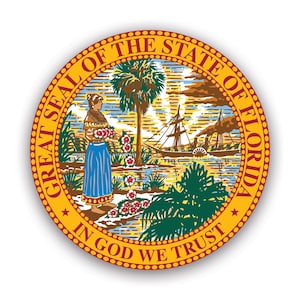 Adesivo con sigillo dello Stato della Florida, decalcomania, di fabbricazione americana, stato protetto dai raggi UV, sud-est del sud