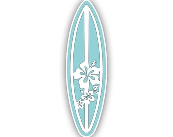 Light Blue Hibiscus Surfboard Sticker - Decal - American Made - UV Protected surfing surf beach bum