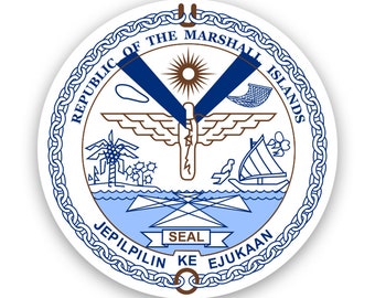 Autocollant de sceau marshallais - Décalcomanie - Fabriqué aux États-Unis - Protégé contre les UV Drapeau des îles Marshall MHL MH COA