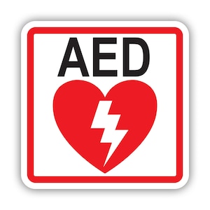 AED Defibrillator Sticker - Decal - American Made - UV Protected aeds hospital sign cardiac arrest