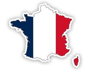 French Shaped France Flag Sticker - Decal - American Made - UV Protected - country pride