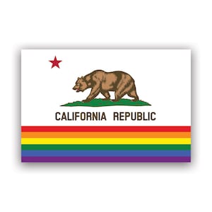 Rainbow California Gay Pride Flag Sticker - Decal - American Made - UV Protected - rainbows flag lgbt lgbtq lgbtqia+ movement ca