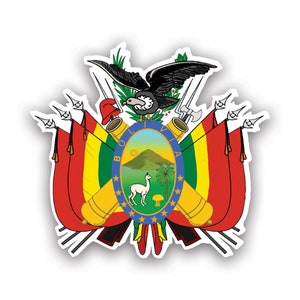 Bolivian Coat of Arms Sticker - Decal - American Made - UV Protected bolivia flag bol bo coa