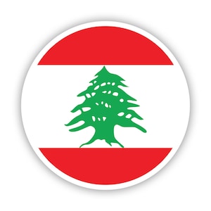 Round Lebanese Flag Sticker - Decal - American Made - UV Protected lebanon