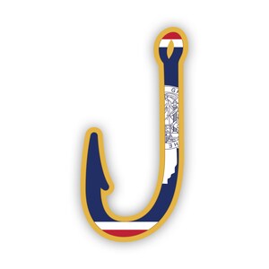 Wyoming Fish Hook Aufkleber - Aufkleber - American Made - UV-geschützt - Flaggen-Fishhook-Winkelangeln