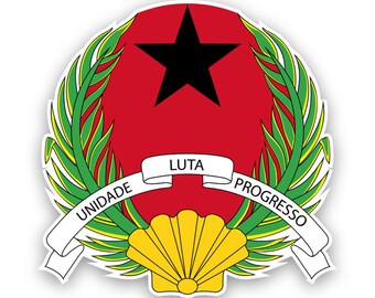 Autocollant Emblème de Bissau-Guinée - Décalcomanie - Fabriqué aux États-Unis - Protégé contre les UV Drapeau de Guinée-Bissau GNB COA