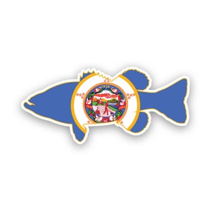 Minnesota Bass Flag Sticker - Aufkleber - American Made - UV Geschützt Großmaul Sport Fisch Angler Barsch mnn