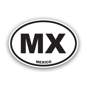 Mexico Oval Sticker - Decal - American Made - UV Protected mexican flag country code euro mx v3