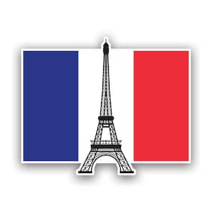 Eiffel Tower France Flag Shaped Sticker - Decal - American Made - UV Protected - french paris travel