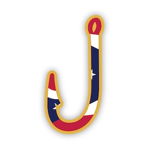 Ohio Fish Hook Sticker - Aufkleber - American Made - UV geschützt - Flagge Fishhook Winkel Angeln