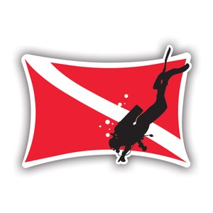 Scuba Flag with Diver Sticker - Decal - American Made - UV Protected - diver down flag dive diving