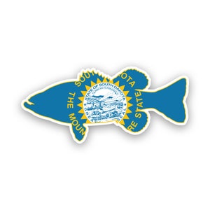 South Dakota Bass Flagge Sticker - Aufkleber - American Made - UV Geschützt Großmaul Sport Fisch Angler Barsch Sd