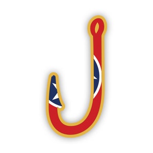 Tennessee Fish Hook Aufkleber - Aufkleber - American Made - UV-geschützt - Flagge Fishhook Winkelangeln