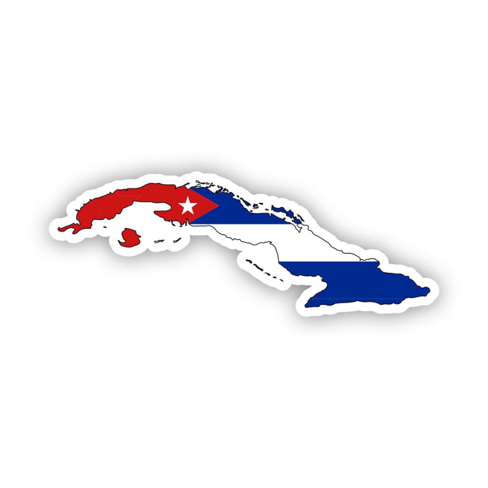 Cuban Shaped Cuba Flag Sticker - Decal - American Made - UV Protected ...