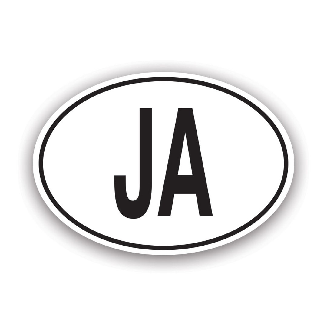 JA Jamaica Country Code Oval Sticker - Decal - American Made - UV ...