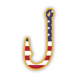 Amerikanischer Fischhaken-Aufkleber - Aufkleber - American Made - UV-geschützt - Flaggen-Fishhook-Winkelangeln