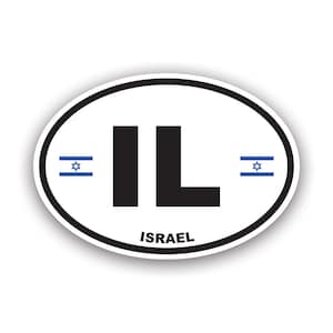 Peut inclure: Autocollant ovale blanc avec un contour noir. L'autocollant porte les lettres "IL" en noir, avec le mot "ISRAEL" en dessous. Le drapeau israélien est de chaque côté des lettres.