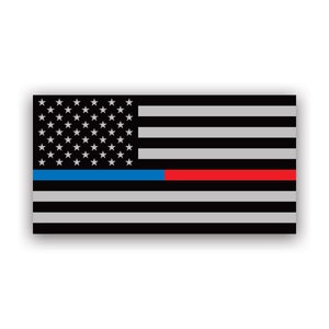 Red / Blue Line Subdued American Flag Sticker - Decal - American Made - UV Protected - police fire firefighter safety emt ems