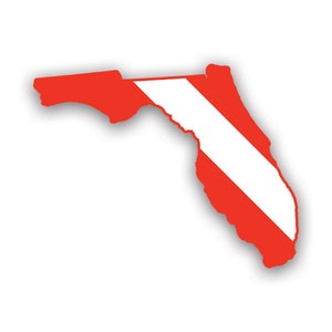 Florida State Shaped Diver Down Flag Sticker - Decal - American Made - UV Protected scuba flag diving dive fl