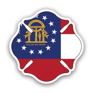 Georgia State Maltese Cross Shaped Sticker - Decal - American Made - UV Protected  fighter dept first responder symbol of protection