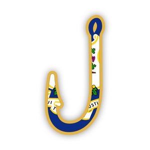 Conneticut Fish Hook Aufkleber - Aufkleber - American Made - UV geschützt - Flagge Fischhaken Winkelangeln