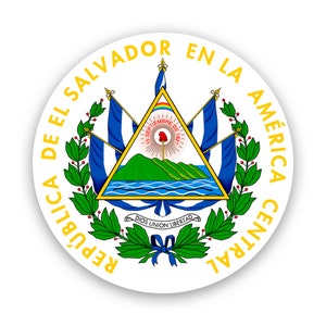 Salvadoran Coat of Arms Sticker - Decal - American Made - UV Protected el salvador flag slv coa