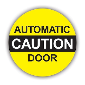 Adesivo de porta automática de cuidado - Decalque - Fabricado na América - Protegido por UV - aviso de janela, cuidado de segurança