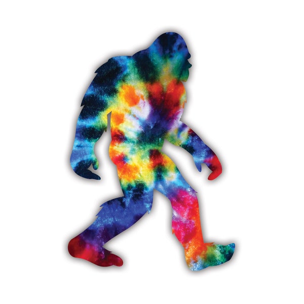 Tie Dye Sasquatch Sticker - Decal - American Made - UV Protected - big foot bigfoot missing link i want to believe
