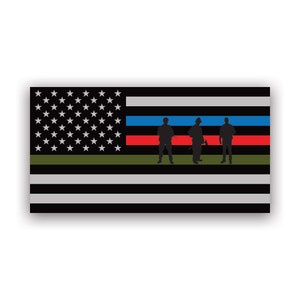 Thin Blue Line Flag Military Firefighter Police Sticker - Decal - American Made - UV Protected american firefighter fire usa flags usa