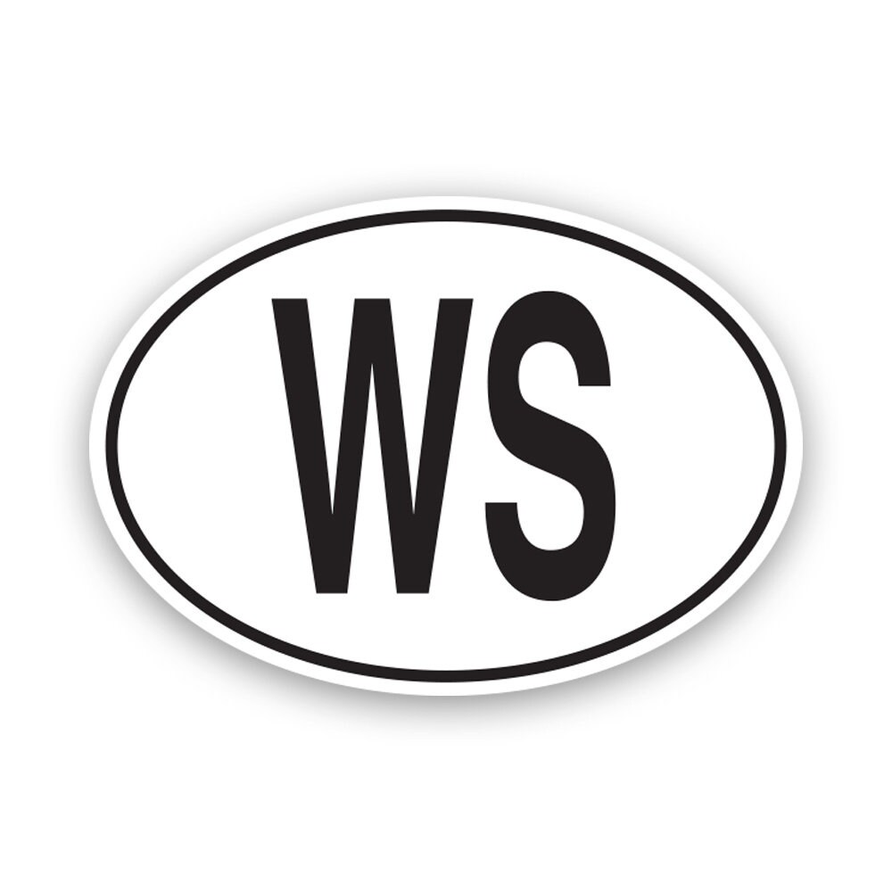 WS Samoa Country Code Oval Sticker - Calcomanía - American Made - UV Protected - samoan country code euro ovals