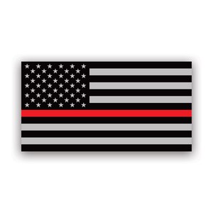 Thin Red Line Subdued American Flag Sticker - Decal - American Made - UV Protected - police fire firefighter safety emt ems
