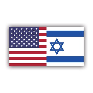 Half American Half Israeli Flag Sticker - Decal - American Made - UV Protected - pro israel usa united states america