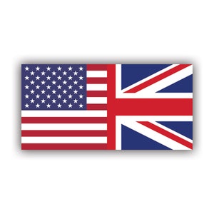 Vänskapsflagga vinklad USA UK klistermärke - Dekal - Tillverkad i USA - UV-skyddad - amerikansk Storbritannien flagga England