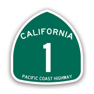 Pacific Coast Highway Sign Sticker - Decal - American Made - UV Protected pch ca cali california state route 1 one