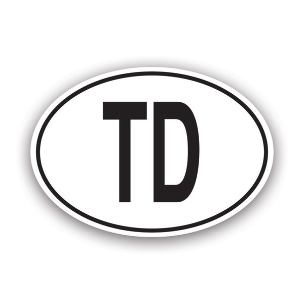 TD Chad Country Code Oval Sticker - Decal - American Made - UV Protected - chadian country code euro ovals