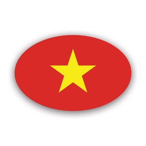 Oval Flag of Vietnam Sticker - Decal - American Made - UV Protected vietnamese gold star viet