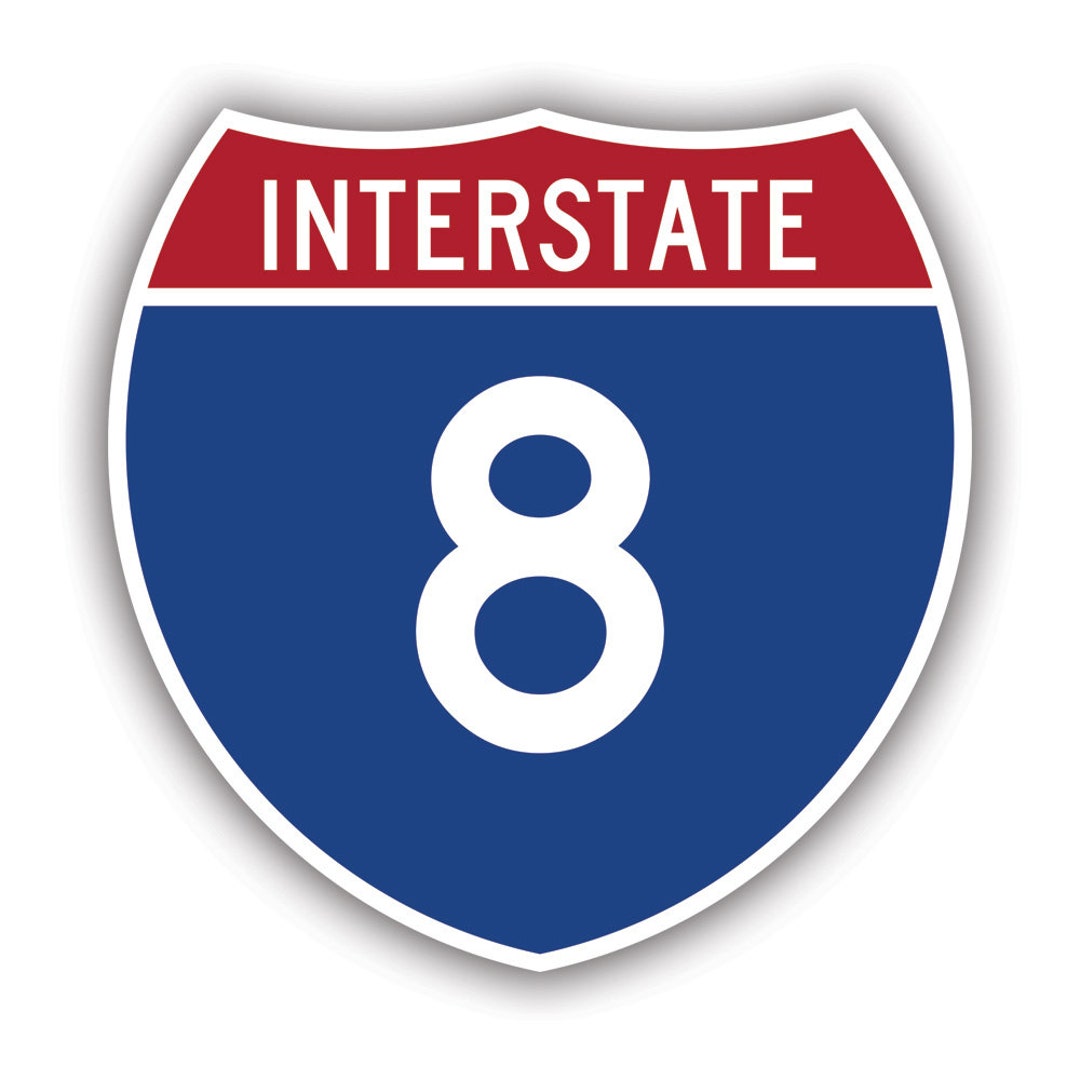 Interstate 8 Sticker Interstate 8 Sign Sticker - Decal - American Made - UV Protected - San ...