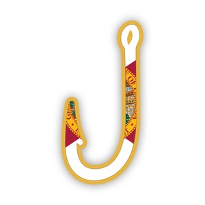 Florida Fish Hook Aufkleber - Aufkleber - American Made - UV geschützt - Flagge Fischhaken Winkelangeln