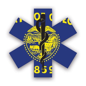Oregon Star of Life Flag Sticker - Decal - American Made - UV Protected ems emt emergency meidcal services rod of asclepius or