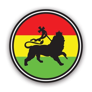 Rasta Lion of Judah with Border Sticker - Decal - American Made - UV Protected tribe of jewish reggae national cultural symbol