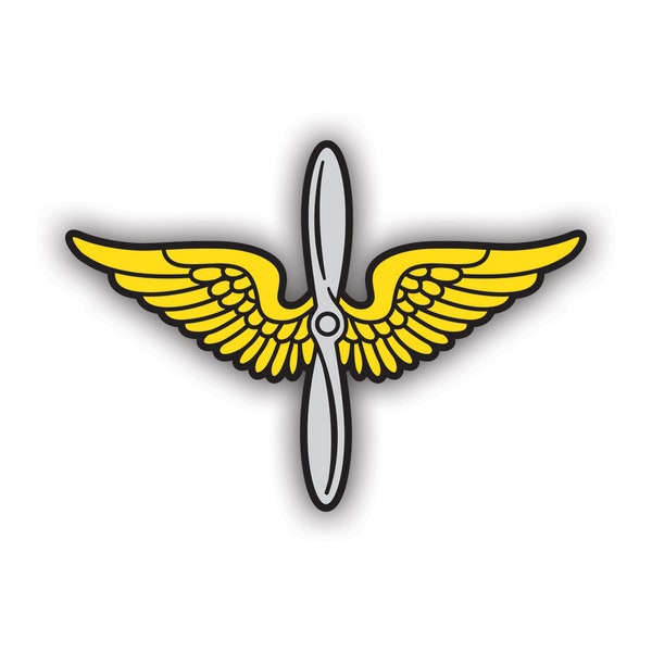 Aviation Prop and Wings Sticker - Decal - American Made - UV Protected propeller and wings army air service air corps