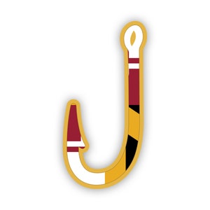 Maryland Fish Hook Aufkleber - Aufkleber - American Made - UV geschützt - Flagge Fishhook Winkelangeln