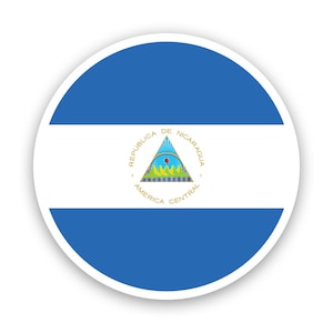 Ronde Nicaraguaanse vlagsticker - sticker - Amerikaans gemaakt - UV-beschermd - Nicaragua nic ni cirkel