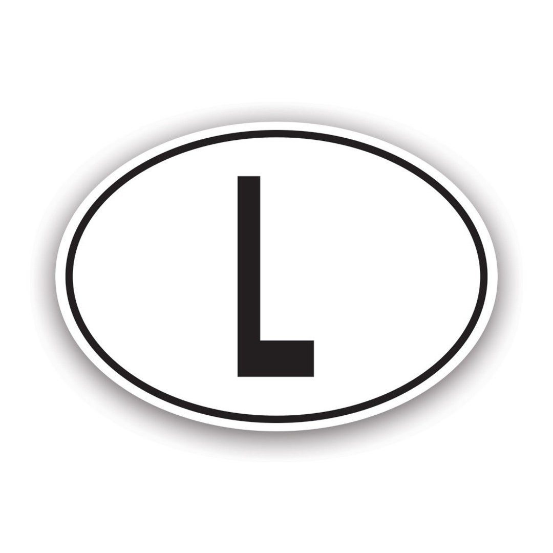 L Luxembourg Country Code Oval Sticker - Decal - American Made - UV ...