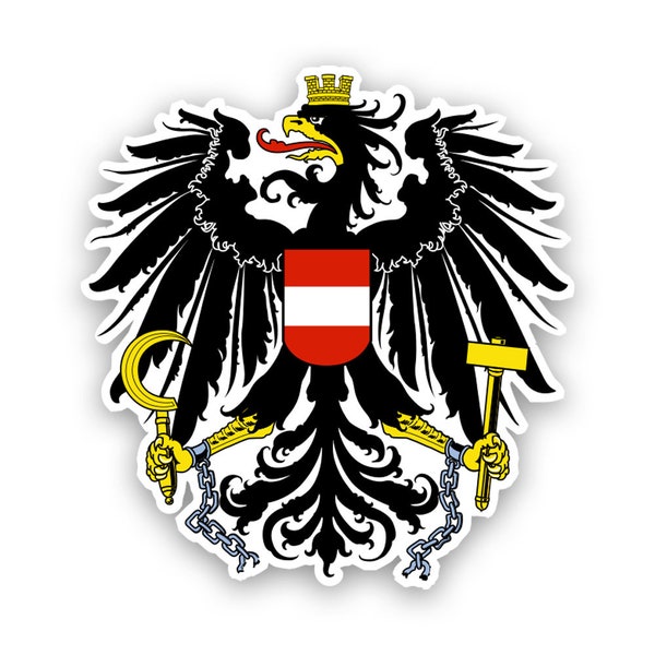 Austrian Coat of Arms Sticker - Decal - American Made - UV Protected austria flag aut at coa