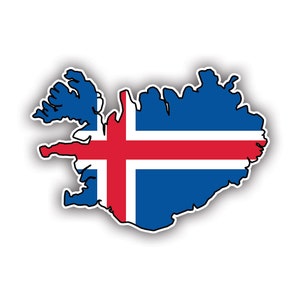 Adesivo bandiera islandese a forma di Islanda - Decalcomania - Fabbricato in America - Protetto dai raggi UV - bandiera della nazione dell'isola nordica isl