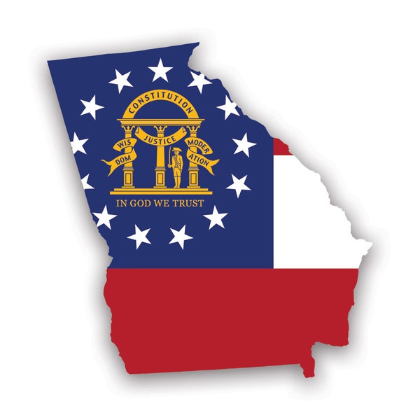 Georgia State Shaped Flag Sticker - Decal - American Made - UV Protected ga